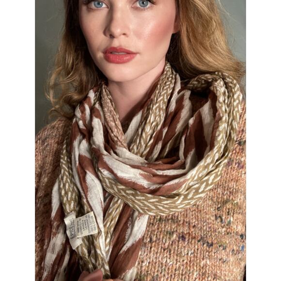 EPICE Scarf Copenhagen Paris Cotton Craftsman Handmade 77" Long Tribal Print - Picture 1 of 4